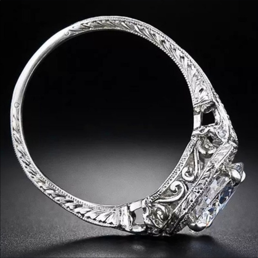 Sterling Silver Vintage CZ Engagement Ring - Picture 3 of 4